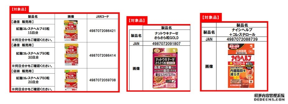 小林制药一款含有红曲成分的保健品