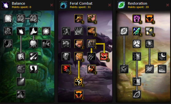 魔兽世界乌龟服德鲁伊练级天赋选择推荐